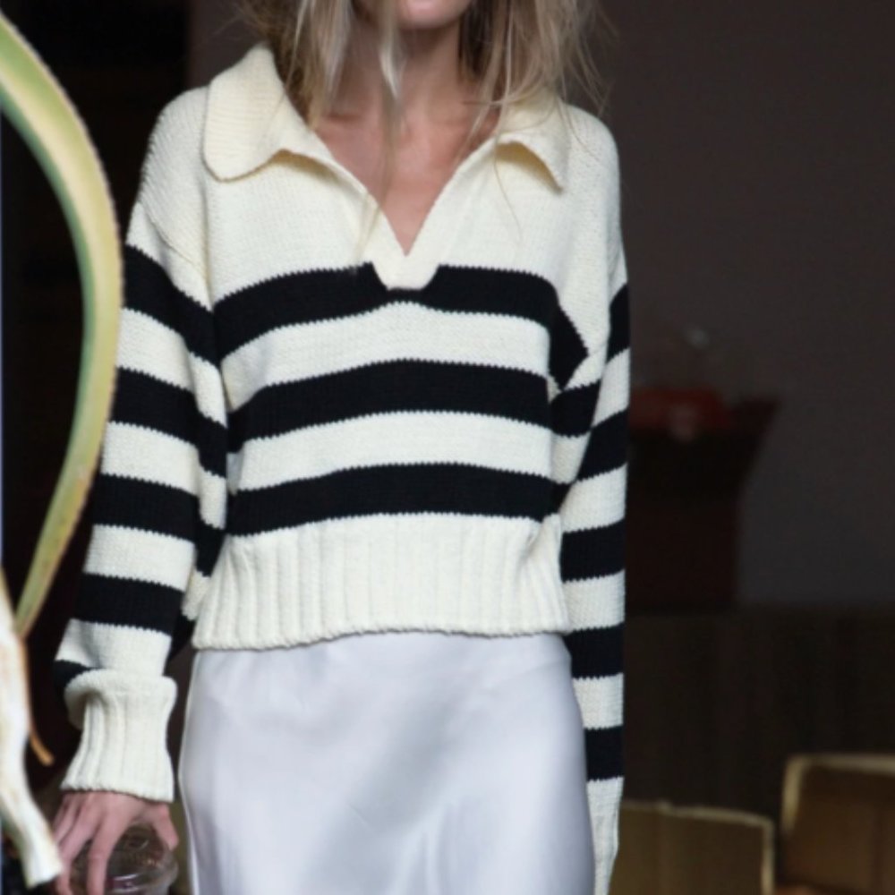 NWT Ciao Lucia Valencia Polo Sweater Ivory/Black